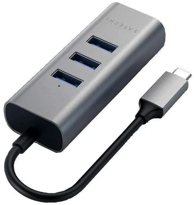 Alt view image 5 of 5 - Satechi USB C Hub Adapter, USB C Adapter with 3 USB-A 3.0 Ports and Ethernet Port, for MacBook Pro/Air M1 M2 M3, Dell, HP, Surface, Lenovo, iPad, iPhone 15 - Space Gray
