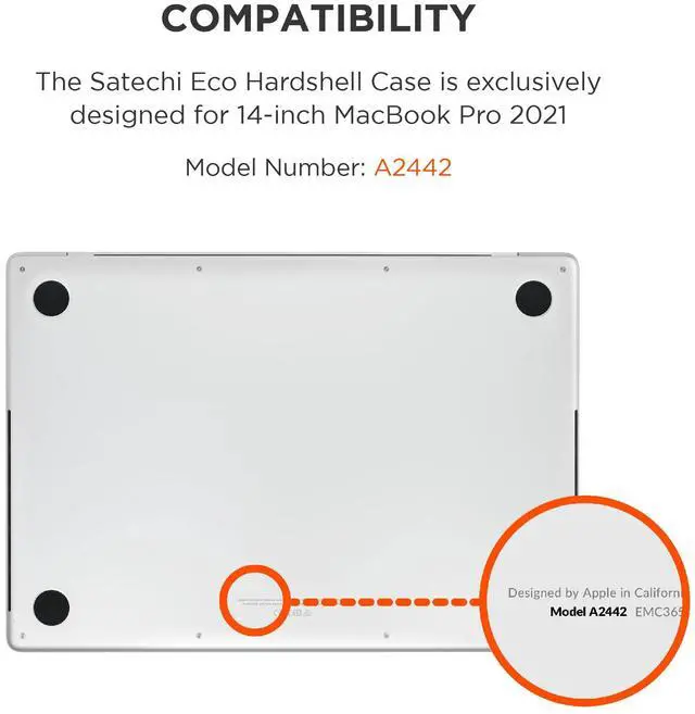Alt view image 2 of 5 - Satechi Eco Hardshell Case Compatible with MacBook Pro 14-inch (M1 2021, M2/M3 2023, M4 2024), Slim & Lightweight, Hub-Friendly Design, Dark