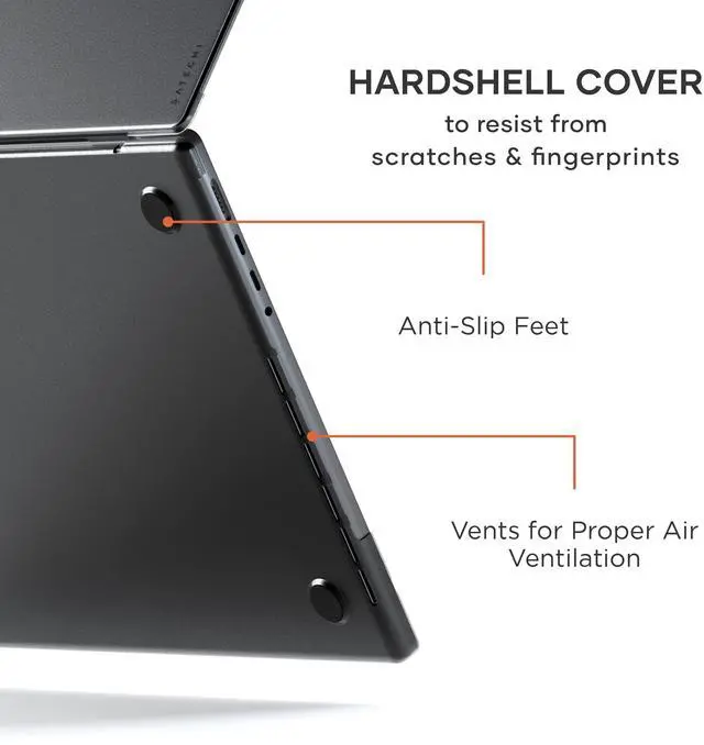 Alt view image 3 of 5 - Satechi Eco Hardshell Case Compatible with MacBook Pro 14-inch (M1 2021, M2/M3 2023, M4 2024), Slim & Lightweight, Hub-Friendly Design, Dark