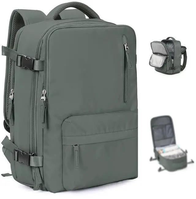 Main image of VGCUB Large Travel Backpack with Vacuum System Carry on Personal Item Storage Compression Seal Bags for Clothing with Pump Work Business Vacpack Airback Laptop Backpack for Women Men Green