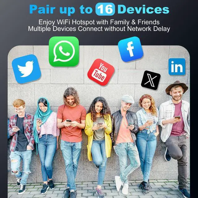 Alt view image 3 of 5 - SCHOK 4G LTE Mobile Hotspot - Cat 12 Portable WiFi for Travel, Dual Bands (2.4GHz/5GHz), 600Mbps Download High Speed, Supports 16 Connected Devices, Compatible with Verizon & its MVNOs ONLY