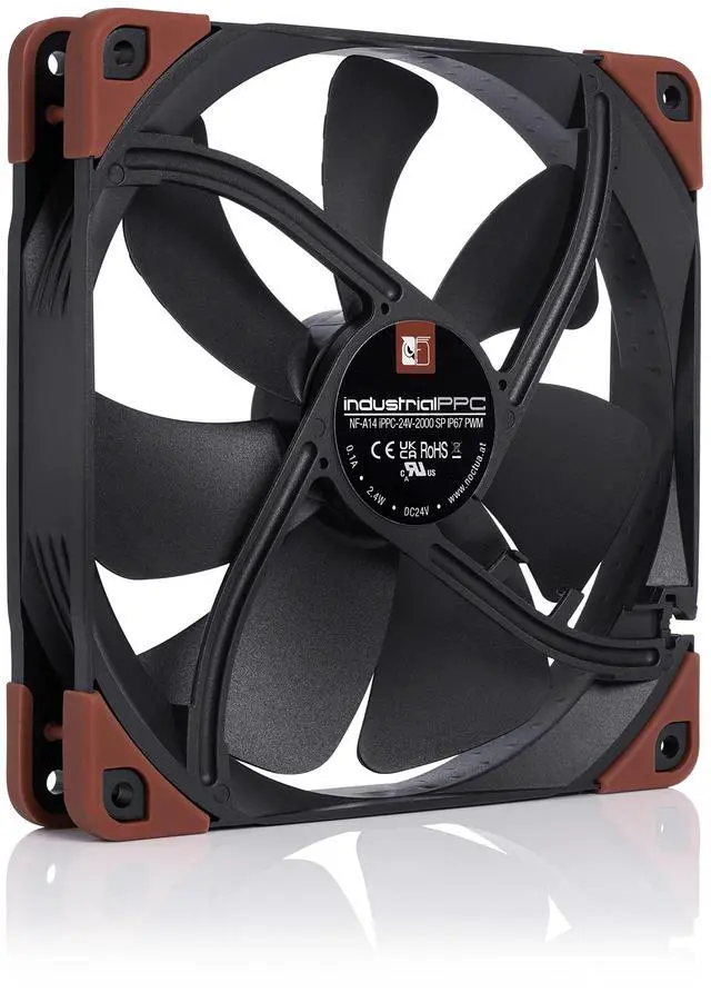 Alt view image 2 of 5 - Noctua NF-A14 iPPC-24V-2000 SP IP67 PWM, Heavy Duty Cooling Fan, 4-Pin, 2000 RPM, 24V Version (140mm, Black)