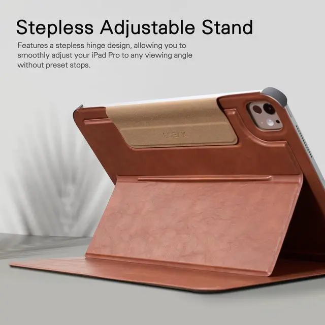 Alt view image 4 of 5 - CoBak Magnetic Case with Stand for iPad Pro 11 Inch (M4) 2024, Multiple Viewing Angles, Smart Auto Sleep/Wake Cover with Corner Protection with Apple Pencil Holder Strap, Vintage Brown