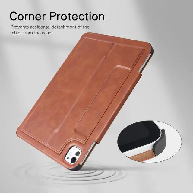 Alt view image 5 of 5 - CoBak Magnetic Case with Stand for iPad Pro 11 Inch (M4) 2024, Multiple Viewing Angles, Smart Auto Sleep/Wake Cover with Corner Protection with Apple Pencil Holder Strap, Vintage Brown