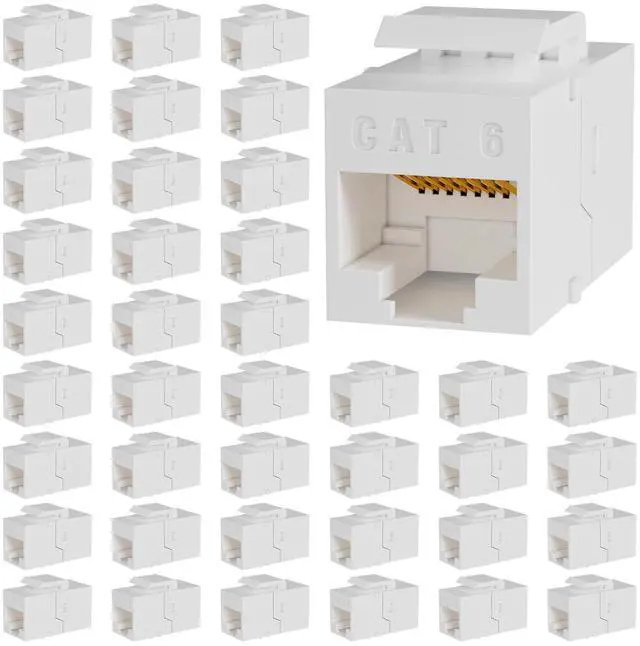 Main image of VANDESAIL RJ45 Cat6 Keystone Coupler, 40-Pack Cat 6 Keystone Jack Ethernet Coupler Female to Female for Cat6/Cat5e/Cat5 Network Cable, White