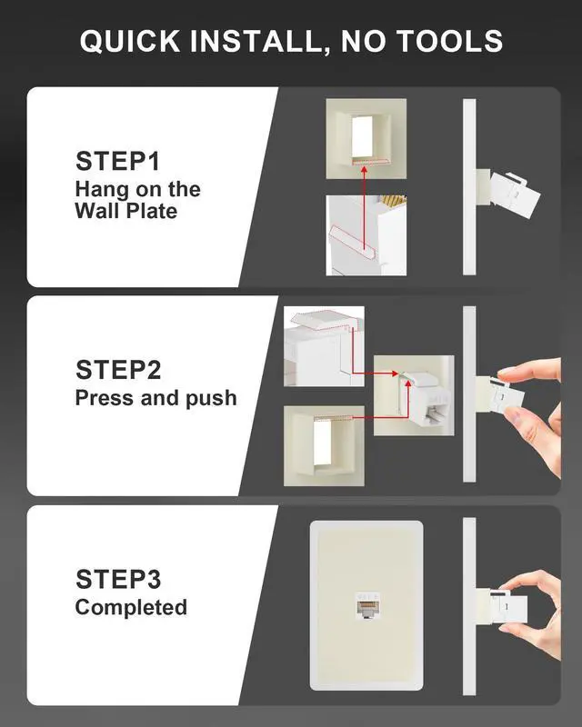 Alt view image 3 of 5 - VANDESAIL RJ45 Cat6 Keystone Coupler, 40-Pack Cat 6 Keystone Jack Ethernet Coupler Female to Female for Cat6/Cat5e/Cat5 Network Cable, White