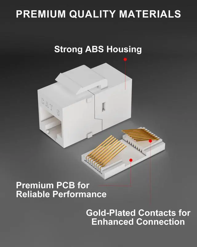 Alt view image 4 of 5 - VANDESAIL RJ45 Cat6 Keystone Coupler, 40-Pack Cat 6 Keystone Jack Ethernet Coupler Female to Female for Cat6/Cat5e/Cat5 Network Cable, White