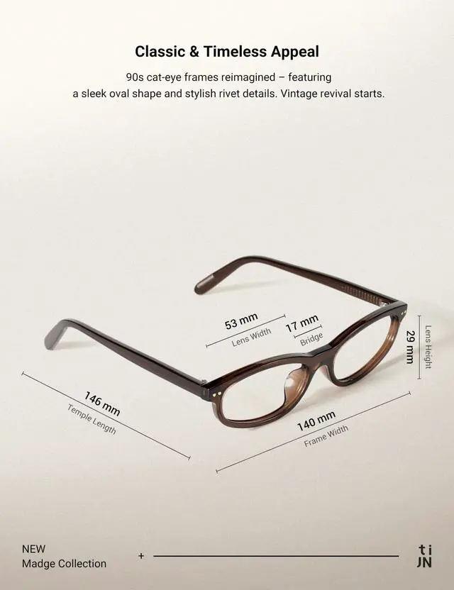Alt view image 4 of 5 - TIJN Olisa Retro Blue Light Glasses,Cat-Eye Vintage Frame Computer Glasses for Women Men,Lightweight Bluelight Glasses,Brown