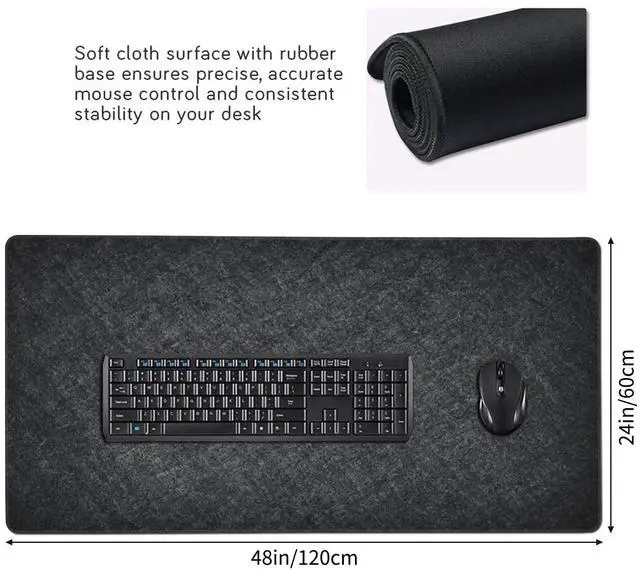 Alt view image 4 of 5 - AQQA 3XL Huge Mouse Pads Oversized (48"x24") - Extra Large Gaming XXXXL Mouse Pad for Full Desk - Big Mouse Pad with Non-Slip Rubber Base,Stitched Edge,Desk mat for Laptop,Computer & PC, Dark Grey