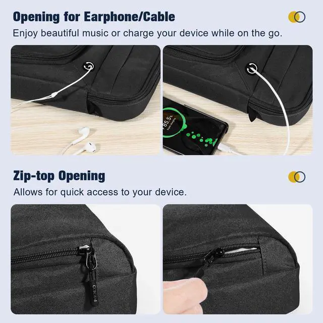 Alt view image 5 of 5 - MoKo 13-14 Inch Laptop Sleeve Bag, Fits MacBook Air 13/13.3/13.6 Inch M2/M3, MacBook Pro 13/14 Inch M1/M2/M3, Surface Pro 9/8 13", Multifunctional Bag with Shoulder and Headphone Port, Black