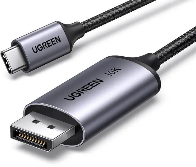 Main image of UGREEN USB C to DisplayPort 2.1 Cable 16K@30Hz 8K@120Hz 40Gbps Thunderbolt 4/3 to DisplayPort Cord Alu Braided Compatible iPhone 16/15 Pro Max, Galaxy S25, MacBook Pro/Air, iPad, Mac mini, XPS, 6.6FT