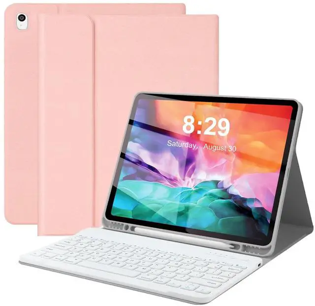 Main image of Keyboard Case for iPad Pro 12.9 inch (Old Model) 2015 1st / 2017 2nd Gen - Rechargeable, Detachable Wireless Bluetooth Keyboard - Folio Smart Leather Cover with Pencil Holder for iPad Pro 12.9 - Pink