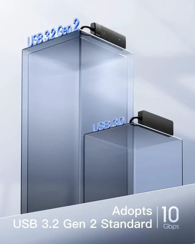 Alt view image 2 of 5 - Inateck USB 3.2 Gen 2 USB C Hub 10Gbps with 13 Inch Case Sleeve 360° Protection,Bundle Product,HB2025 and LB01006