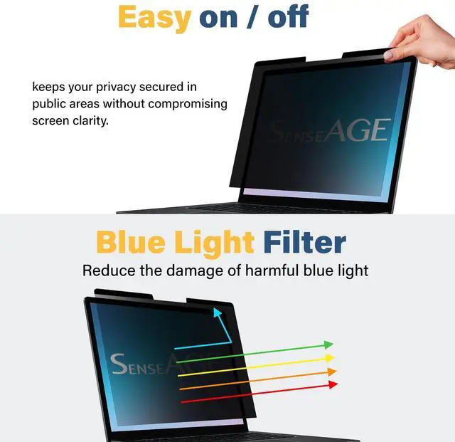 Alt view image 2 of 5 - SenseAGE Magnetic Privacy Screen Protector for Surface Laptop 13.5 inch (6/5/4/3/2/1), Easy On/Off Privacy Filter, Anti Blue Light Glare, Notebook Privacy Screen Filter, Compatible with Surface Laptop