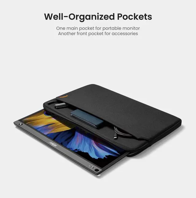 Alt view image 5 of 5 - tomtoc Light-A18 Slim 15.6 Inch Portable Monitor Case with Acessories Storage, Light Protective Carrying Sleeve for Most 15.6 in Portable Monitors with Eco-Friendly Fabric