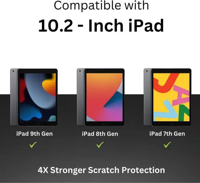 Alt view image 2 of 5 - ZAGG InvisibleShield Glass iPad 10.2 Inch Screen Protector 9th Generation (Fits 8th/7th Gen) - 3X Stronger Scratch Protection, scratch protection, Anti-Fingerprint, Easy to Install