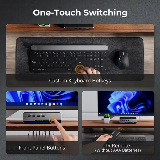 Alt view image 5 of 5 - TESmart 8K@60Hz HDMI KVM Switch 2 Monitors 2 Computers USB 3.0, HDMI KVM Switch Dual Monitor 4K@144Hz for Gaming Dock, Support EDID, Gigabit Network, Hotkey Switch, Audio & Mic with All Input Cables