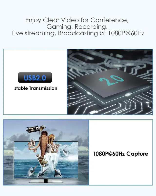 Alt view image 4 of 5 - LENTION 4K HDMI to USB C Video Capture Card for Gaming/Live Streaming/Video Conference, Supports PS4/OBS/PC/Windows/DSLR/PS5/YouTube (VC20)