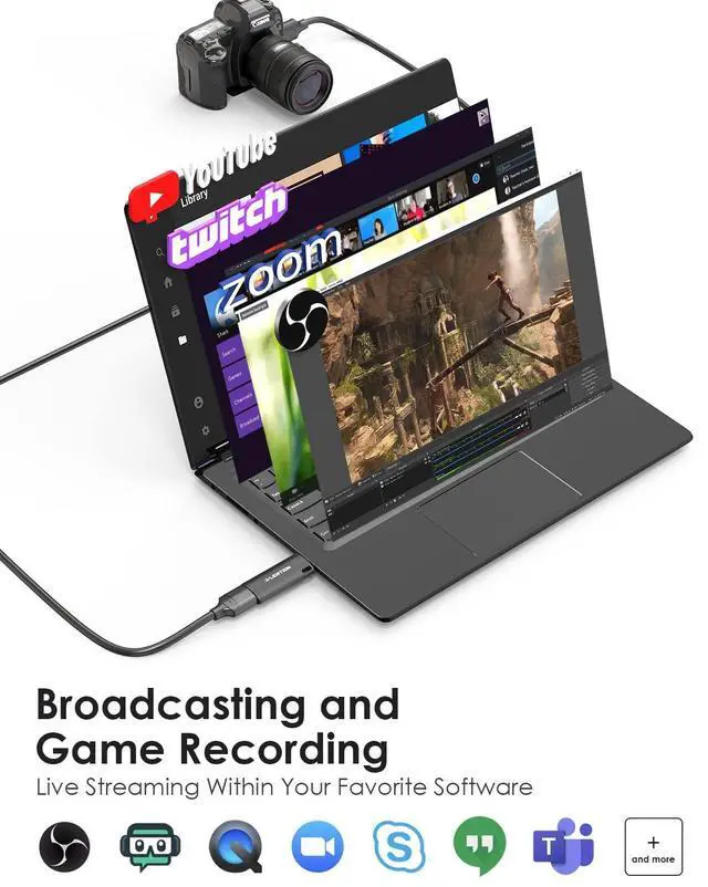 Alt view image 5 of 5 - LENTION 4K HDMI to USB C Video Capture Card for Gaming/Live Streaming/Video Conference, Supports PS4/OBS/PC/Windows/DSLR/PS5/YouTube (VC20)