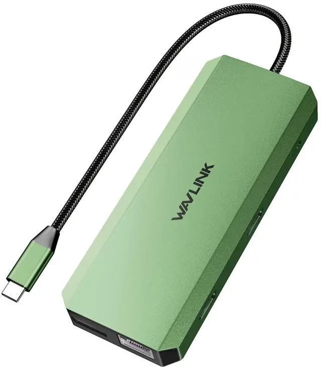 Main image of WAVLINK USB C Docking Station Dual Monitor, USB Type C Hub Triple Display, USB C to 2 HDMI,DisplayPort, PD Charging, Ethernet, 5 USB, SD/TF Read, Audio for MacBook Dell HP Lenovo Surface, Green