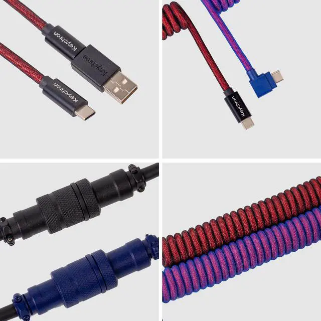 Alt view image 2 of 4 - Keychron Colorful Premium Coiled Type-C Cable Straight - Rainbow Plated Black