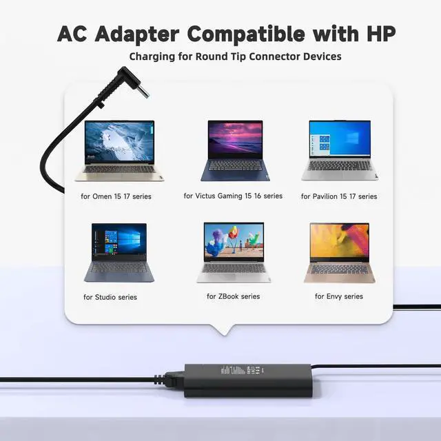 Alt view image 3 of 5 - 200W 19.5V 10.3A Laptop Charger Compatible with HP Omen 15 16 17 Inch Gaming 15-ax, 15-ce, 15-dc, 15-ek, 15-dh, 15-en, 16-b, 16-wd, 16-xd, 17-an, 17-cb, 17-w, TPN-CA03, TPN-DA10 Power Supply Cord