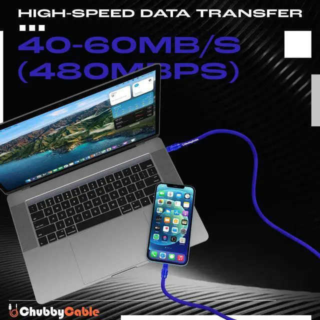 Alt view image 4 of 5 - chubbycable Chubby 2.0 Anodized Version - 240W USB C Cable Reflective Shine Charge Cable Silicone Fast Charging Cable, Dark Blue, Type C to Type C, 3.3FT