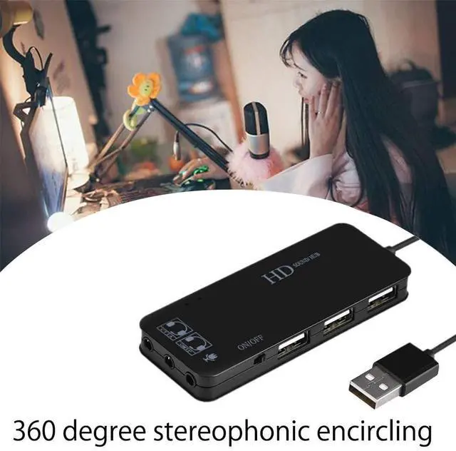 Alt view image 5 of 5 - USB Hubs Audio Adapter External Stereo Sound Card with 3.5mm Headphone and Microphone Jack for Windows, Mac, Linux, PC, Laptops, Desktops, PS4 Computer External USB New Version Grey