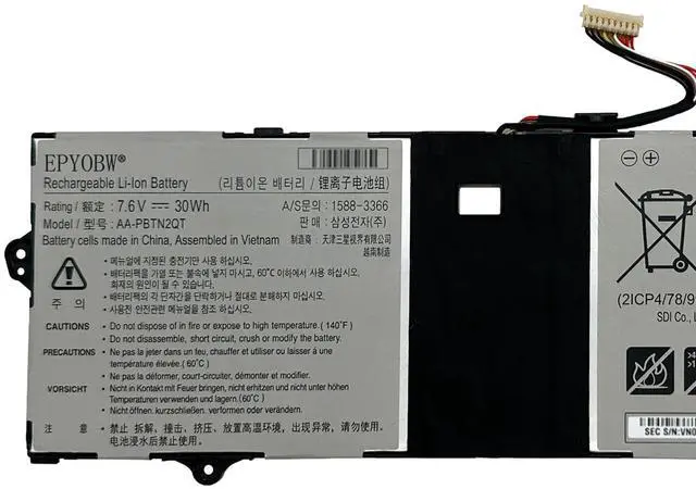 Alt view image 2 of 5 - EPYOBW AA-PBTN2QT Laptop Battery 30Wh 2-Cell Compatible with Samsung Notebook 9 900X3N-K03 900X3N-K04 / Notebook 9 NP900X3N NT900X5Y NT900X3N NT900X3Y NT901X5N NT900X5Y Series 2ICP4/78/99