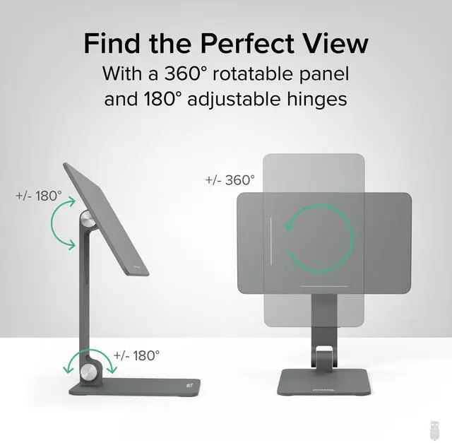 Alt view image 4 of 5 - Plugable Magnetic Tablet Holder for iPad Pro 11 (1st/2nd/3rd/4th Gen, M2) iPad Air 10.9/11 (4th/5th Gen, M2), MagSafe Compatible, Portable Foldable 360° Rotating Stand (AMS-STAND11)