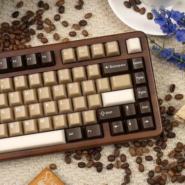Alt view image 2 of 5 - 164 Keys Coffee Translucent Keycaps Doubleshot PBT Cherry Profile Keycap Set Fit for 61/64/87/104/108 Mechanical Keyboard Keycaps