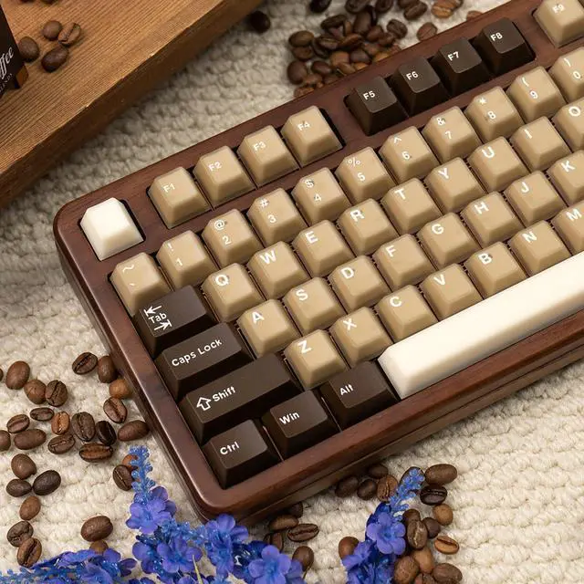 Main image of 164 Keys Coffee Translucent Keycaps Doubleshot PBT Cherry Profile Keycap Set Fit for 61/64/87/104/108 Mechanical Keyboard Keycaps