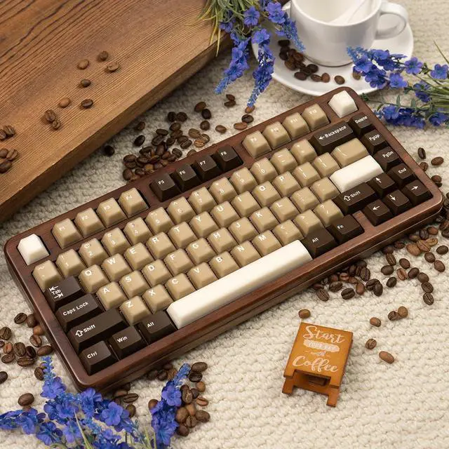 Alt view image 3 of 5 - 164 Keys Coffee Translucent Keycaps Doubleshot PBT Cherry Profile Keycap Set Fit for 61/64/87/104/108 Mechanical Keyboard Keycaps