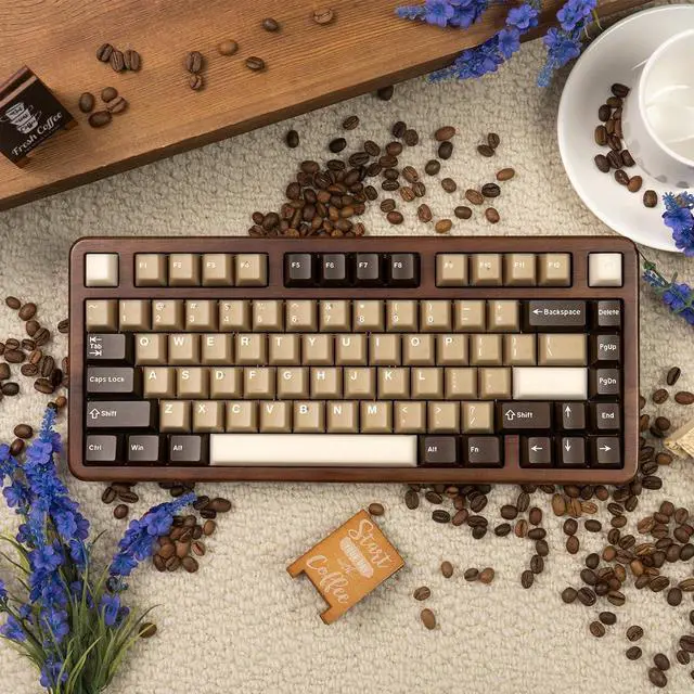 Alt view image 4 of 5 - 164 Keys Coffee Translucent Keycaps Doubleshot PBT Cherry Profile Keycap Set Fit for 61/64/87/104/108 Mechanical Keyboard Keycaps