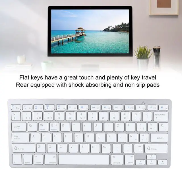 Alt view image 5 of 5 - Diyeeni Bilingual Keyboard Portable Thin for German French Spanish Italian Keyboard, Bluetooth Keyboard Compatible with iOS, Android, Windows, OS (Spanish QWETZ Layout)