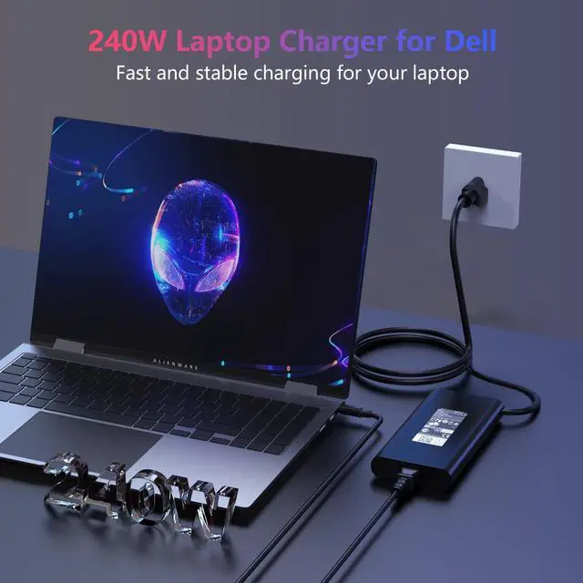 Alt view image 2 of 5 - Nivjuky New Slim 240W 180W Laptop Charger Compatible with Dell Alienware 15 17 M15 M17 Area 51M, Precision 7510 7520 7530 7540 7550 7560 M2800 M4300 M4600 M4700 M4800 Power Supply Cord 7.4mm Tip