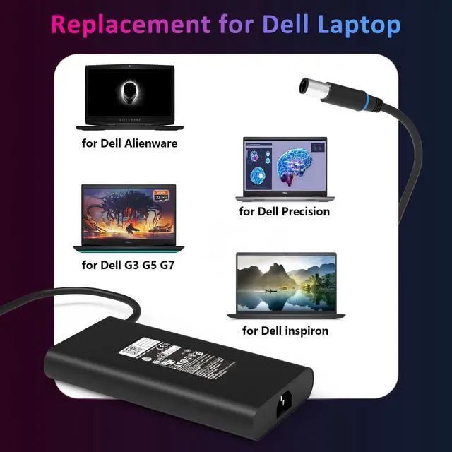 Alt view image 5 of 5 - Nivjuky New Slim 240W 180W Laptop Charger Compatible with Dell Alienware 15 17 M15 M17 Area 51M, Precision 7510 7520 7530 7540 7550 7560 M2800 M4300 M4600 M4700 M4800 Power Supply Cord 7.4mm Tip