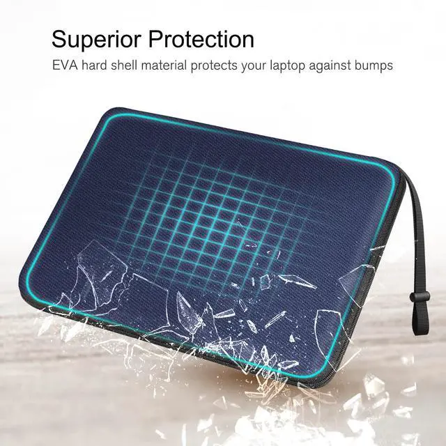 Alt view image 3 of 5 - FINPAC 15.6-inch Hard Laptop Sleeve Case Compatible with 15.6 Inch Acer Aspire, Shockproof Computer Carrying Case for HP Dell Razer Samsung Laptop Chromebook, Navy
