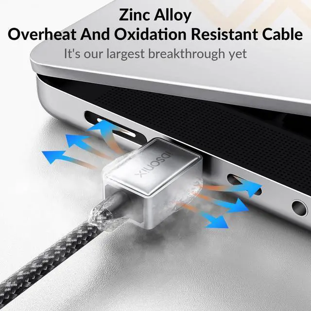 Alt view image 2 of 5 - iDsonix USB C to USB C Cable 100W [2-Pack, 6.6Ft], Zinc Alloy USB C Type C Fast Charging Cable Compatible with MacBook Air/Pro, iPad, Samsung Galaxy S23/S22/S21, PS5, Switch