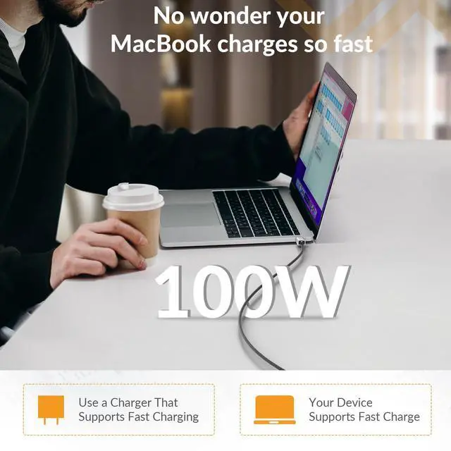 Alt view image 5 of 5 - iDsonix USB C to USB C Cable 100W [2-Pack, 6.6Ft], Zinc Alloy USB C Type C Fast Charging Cable Compatible with MacBook Air/Pro, iPad, Samsung Galaxy S23/S22/S21, PS5, Switch