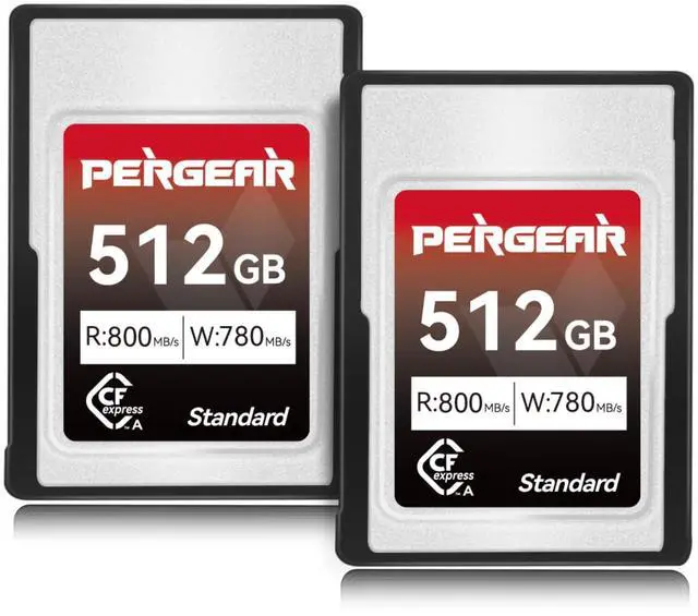 Main image of Pergear 512GB CFexpress Type A Memory Card, Up to 800MB/s Read Speed & 780MB/s Write Speed for 4K 120P,8K 30P Recording (2-Pack)