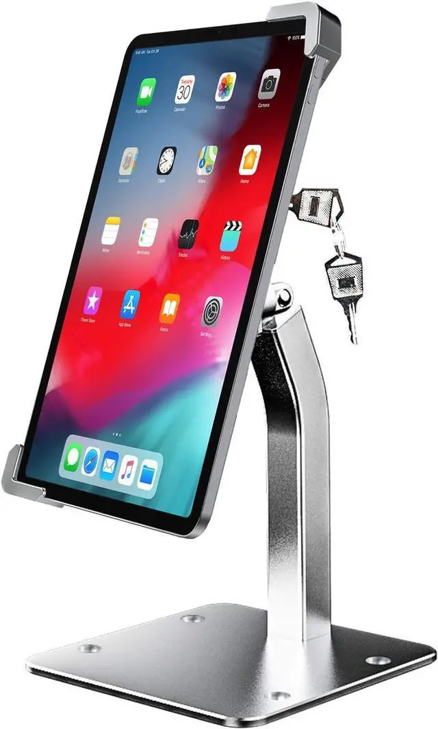 Main image of woleyi Anti Theft Tablet Kiosk Stand for 9"-14" Tablet, Security iPad Desk Floor Stand, Heavy Duty Tablets POS Display Mount with Lock and Key, Compatible iPad Pro 13/Air, Surface Pro/Go, Galaxy Tabs