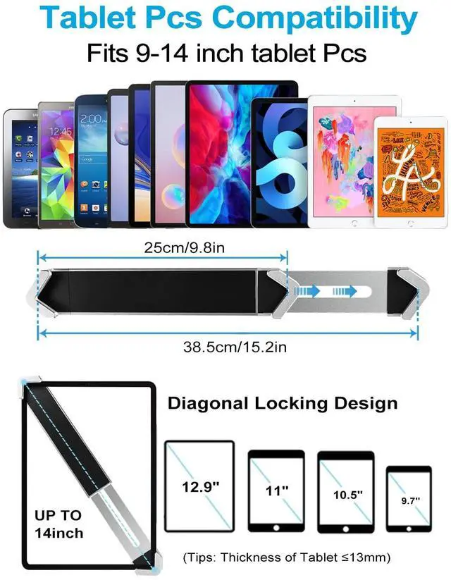 Alt view image 2 of 5 - woleyi Anti Theft Tablet Kiosk Stand for 9"-14" Tablet, Security iPad Desk Floor Stand, Heavy Duty Tablets POS Display Mount with Lock and Key, Compatible iPad Pro 13/Air, Surface Pro/Go, Galaxy Tabs