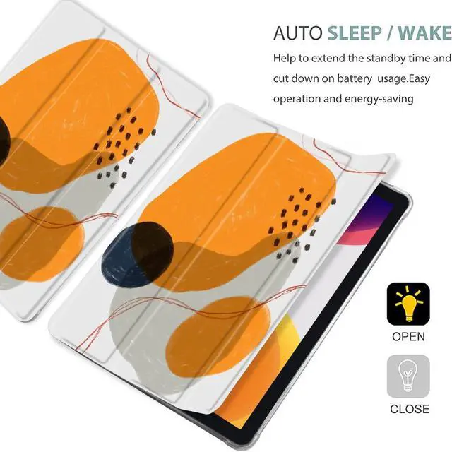 Alt view image 4 of 5 - MAYCARI Abstract Line Orange Case for iPad 10.2 inch 2021/2020/2019 with Pencil Holder, Aesthetic Spot iPad 9th/8th/7th Generation Soft TPU Protective Case, Auto Sleep/Wake Cover Slim Shell for Women
