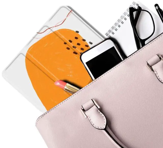 Alt view image 5 of 5 - MAYCARI Abstract Line Orange Case for iPad 10.2 inch 2021/2020/2019 with Pencil Holder, Aesthetic Spot iPad 9th/8th/7th Generation Soft TPU Protective Case, Auto Sleep/Wake Cover Slim Shell for Women