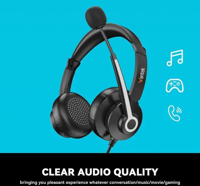 Alt view image 3 of 5 - Wantek USB & 3.5mm Headset with Mic for PC/Laptop,Wired Headset with Noise-Cancelling Microphone & Audio Controls Perfect for Home Office Online Class Skype Zoom Call Center Webinar,All Day Comfort