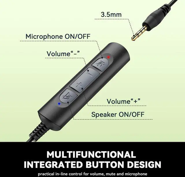 Alt view image 4 of 5 - Wantek USB & 3.5mm Headset with Mic for PC/Laptop,Wired Headset with Noise-Cancelling Microphone & Audio Controls Perfect for Home Office Online Class Skype Zoom Call Center Webinar,All Day Comfort