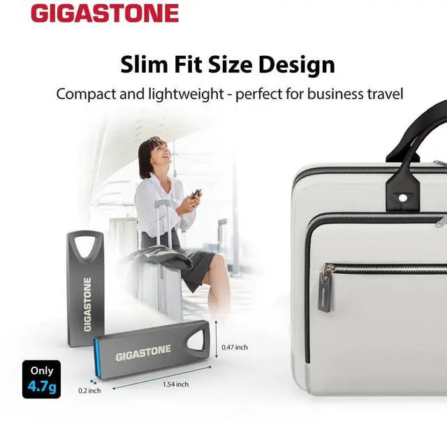 Alt view image 4 of 5 - GIGASTONE 64GB Slim Fit Flash Drive (5 Pack) Z70 USB 3.2 Gen 1, 120MB/s Ultra Fast, Nickel Metal Design, Data Storage, Backup for PC/Mac/TV/Car Audio, USB 2.0/3.0/3.1 Compatible
