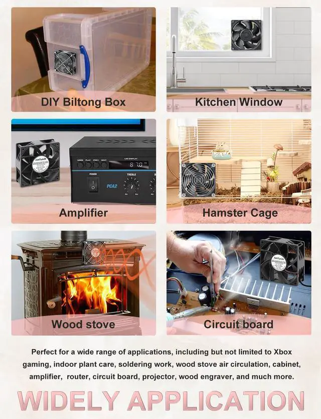 Alt view image 5 of 5 - AmRunJe 120mm Computer Fan with Variable Speed Controller AC Low Watt 110V 120V 220V 240V for Gaming, PC Case, Greenhouse, Mining Rig, Green Tent Cooling Ventilation Exhaust Projects