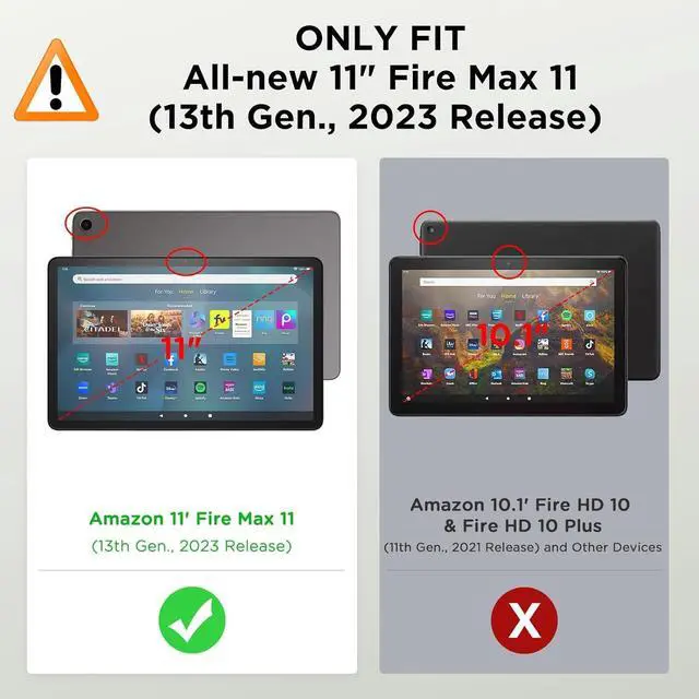 Alt view image 2 of 5 - Case for Amazon Kindle Fire Max 11 Case (13th Generation, 2023 Release) 11" - PU Leather Flip Case with Elastic Band & Card Slots/Holder, Multi-Angle Viiewing Stand Tablet Cover, Gradation